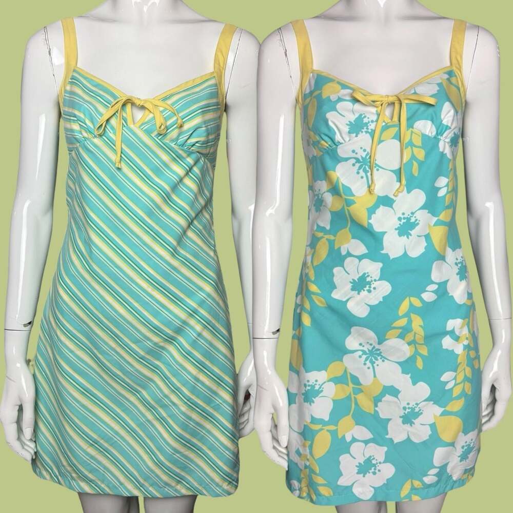 Vintage Mossimo Reversible Floral and Striped Mini Sun Dress